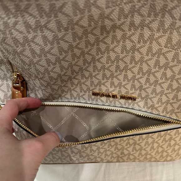 Michael Kors Rhea Medium Signature Logo Backpack in Light Cream Multi - Picture 8 of 16